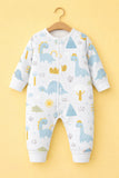 MARVIQ 100% Cotton Baby Romper for Baby Boys & Baby Girls Safari Animal Print Full Sleeve Sleepsuit Soft Breathable Newborn Infant Jumpsuit with Snap Button Closure Pack of 1 White Multi-Color