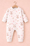 MARVIQ 100% Cotton Baby Romper for Baby Boys & Baby Girls Bunny Blossom Print Full Sleeve Sleepsuit Soft Breathable Newborn Infant Jumpsuit with Snap Button Closure White Bunny Pack of 1